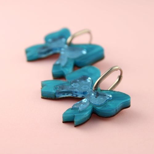 BLUE BELLE BOWS OORBELLEN