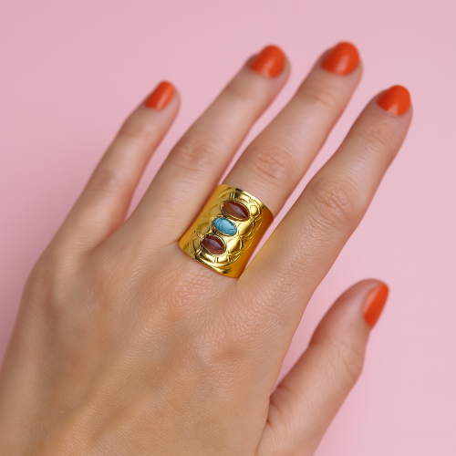 TREASURE DOME RING MET EDELSTENEN