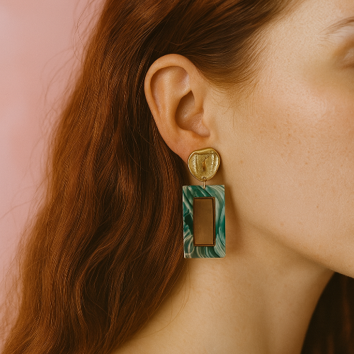 MINT MARBLE GLAM OORBELLEN