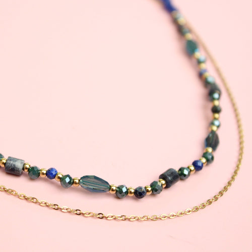 MIDNIGHT SPARK DUBBELE KRALENKETTING